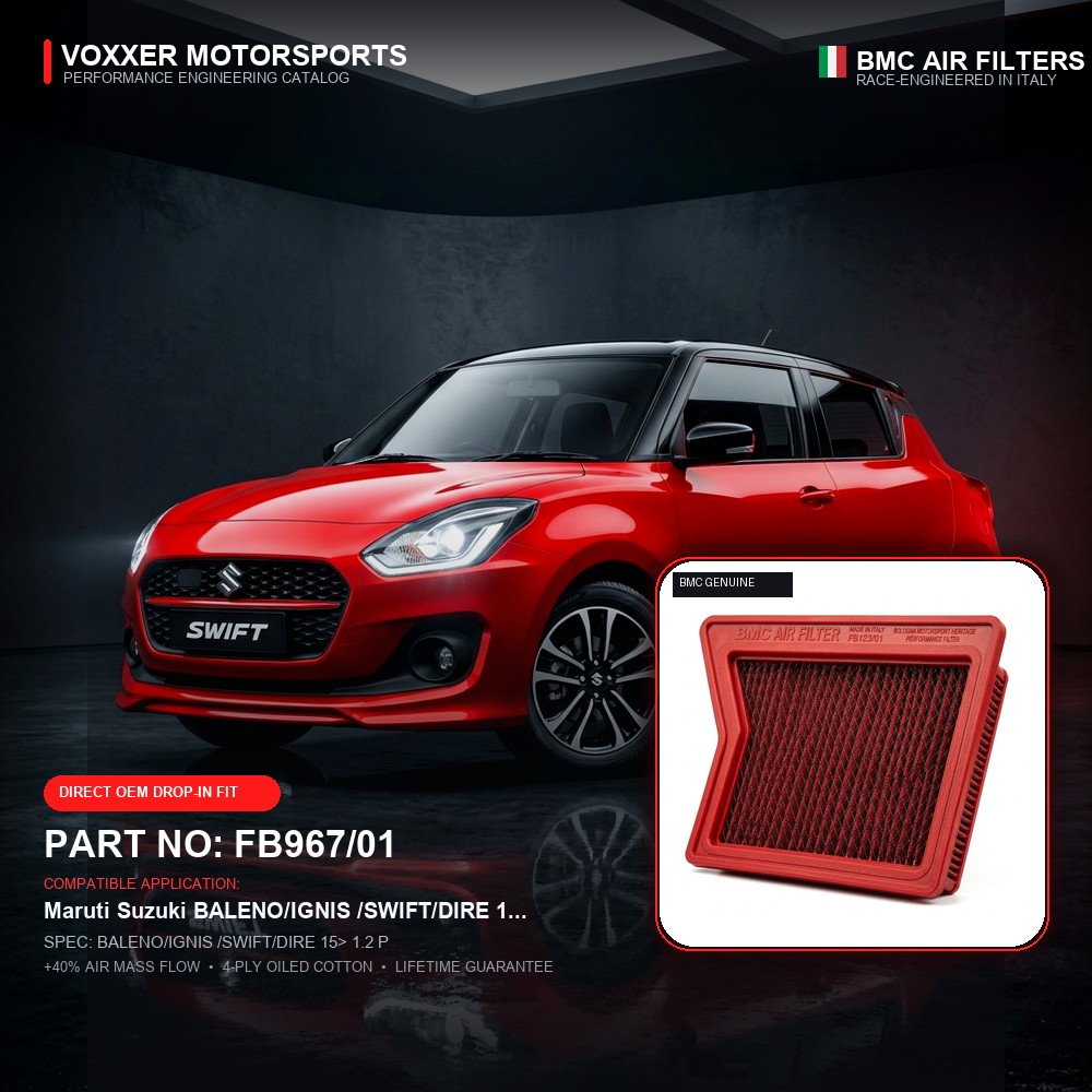 BMC Air Filter — FB967/01 (BALENO/IGNIS /SWIFT/DIRE 15> 1.2 P)