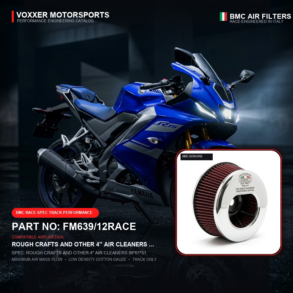 BMC Air Filter — FM639/12RACE (ROUGH CRAFTS AND OTHER 4'' AIR CLEANERS 99*61*51)